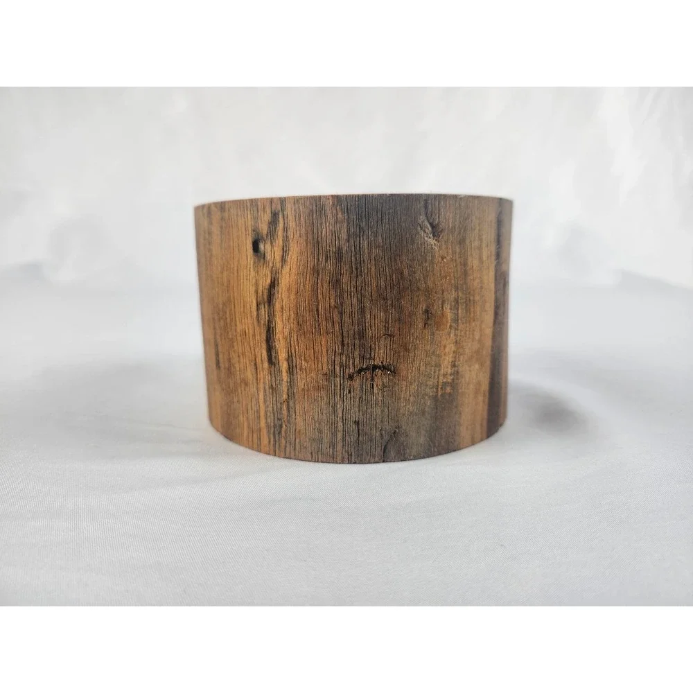 Handcrafted Live Edge Wood Tealight Holder Etched Forest Scene Rustic Decor Gift